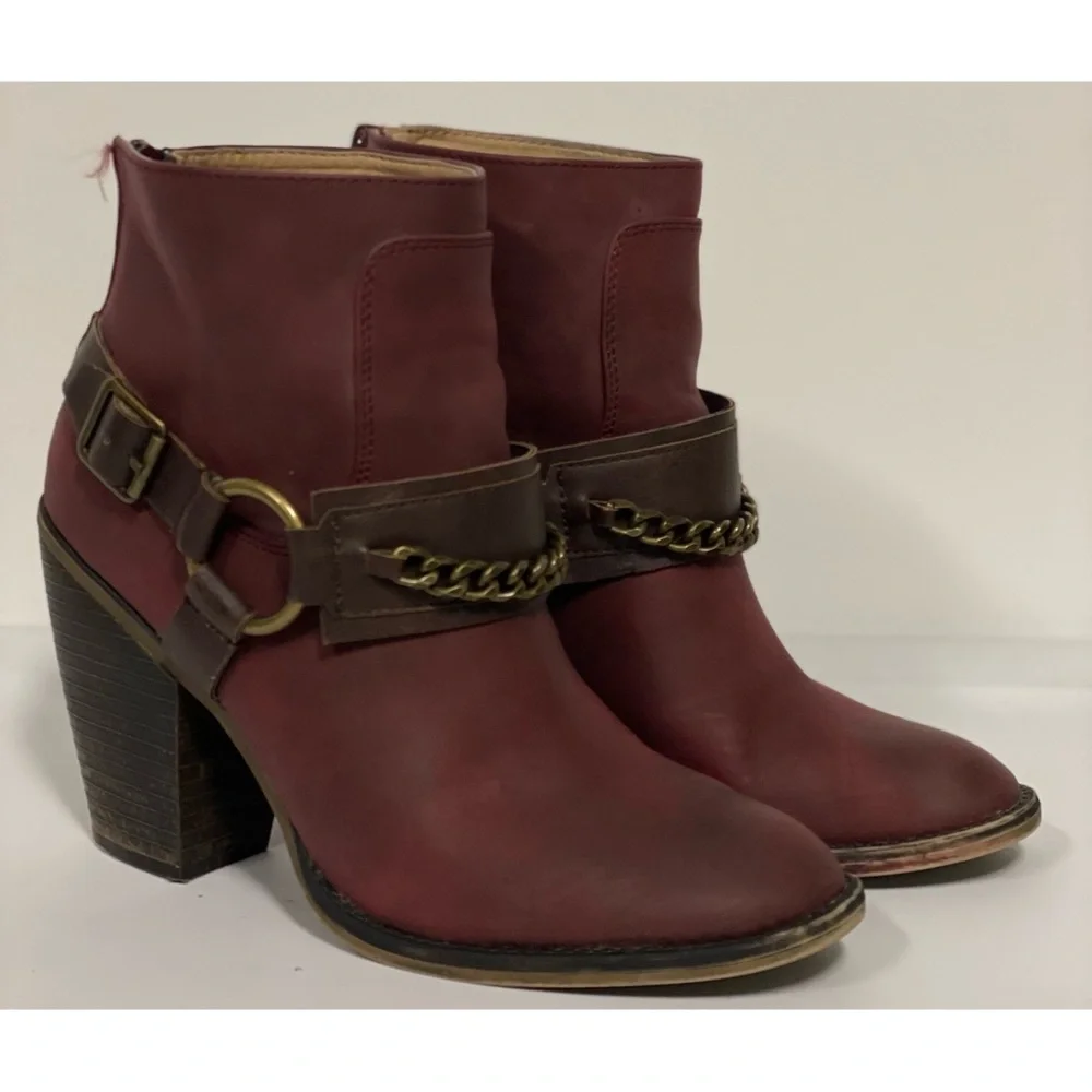 Candie's Heeled Ankle Boots Wine Size 9.5 - Picture 3 of 11